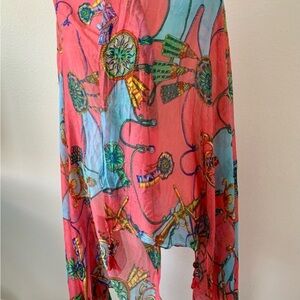 Colorful Sheer Scarf with Abstract Print 38/72 inches